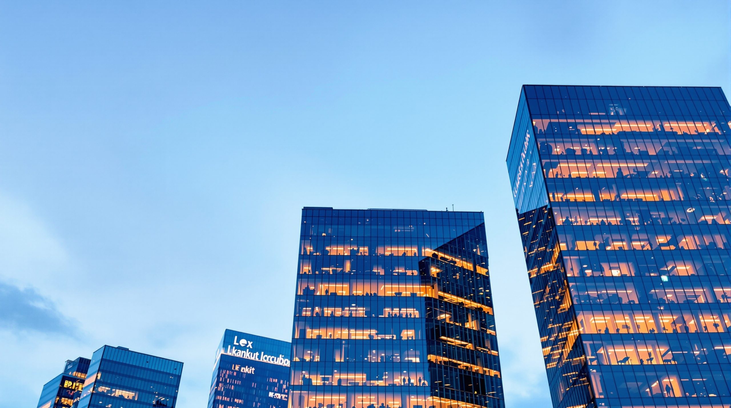 Akşam saatlerinde İstanbul iş bölgesindeki modern ofis kuleleri
