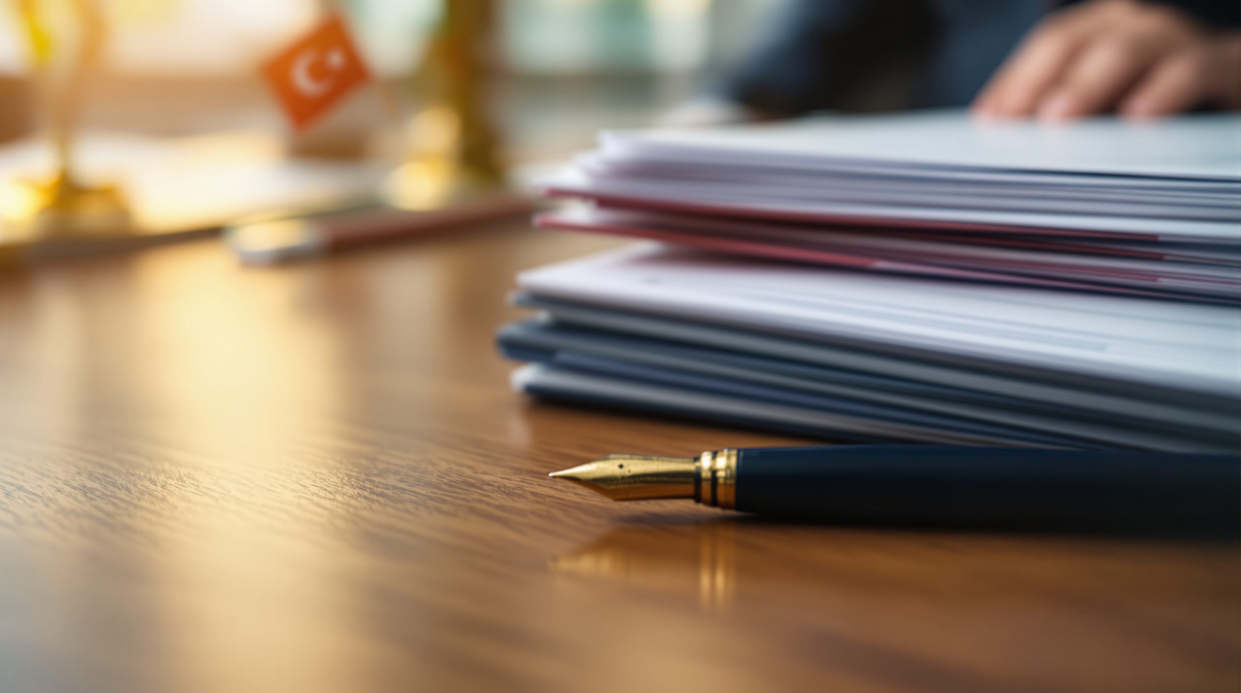Hukuk bürosunda alacak dosyası ve belgelerin masada düzenlenmesi