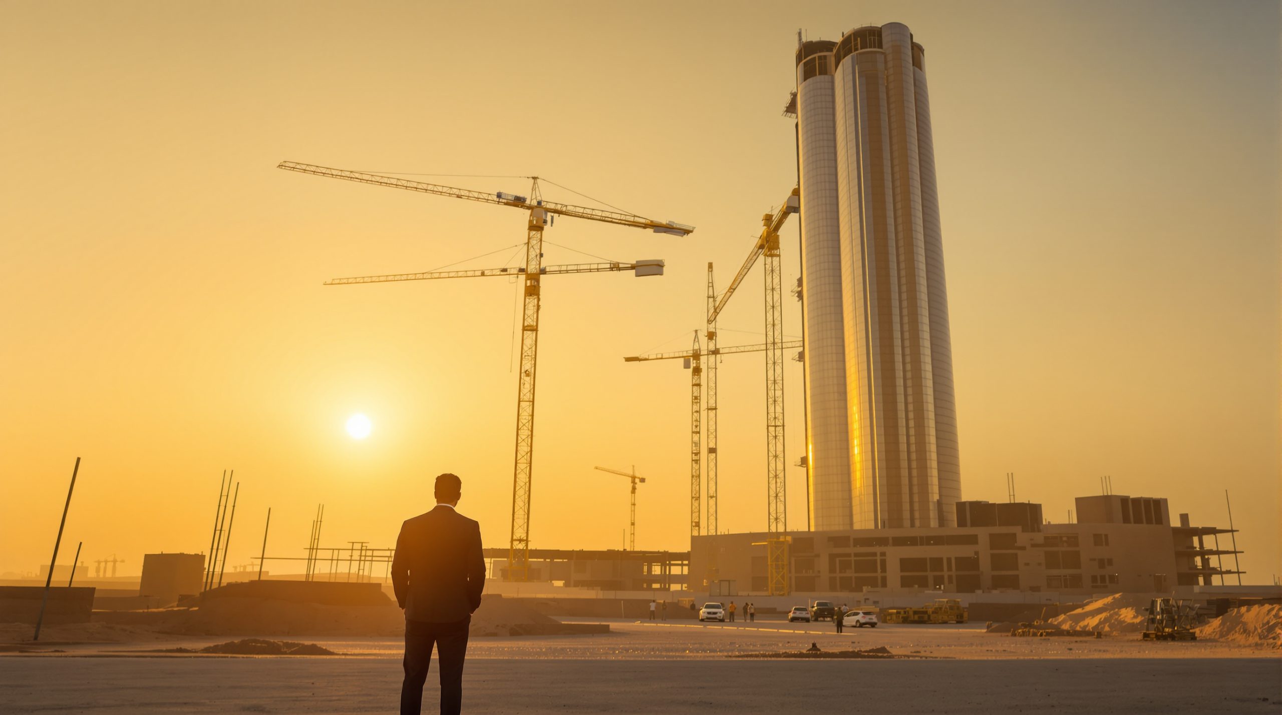 An investor monitoring the project process at a construction site
