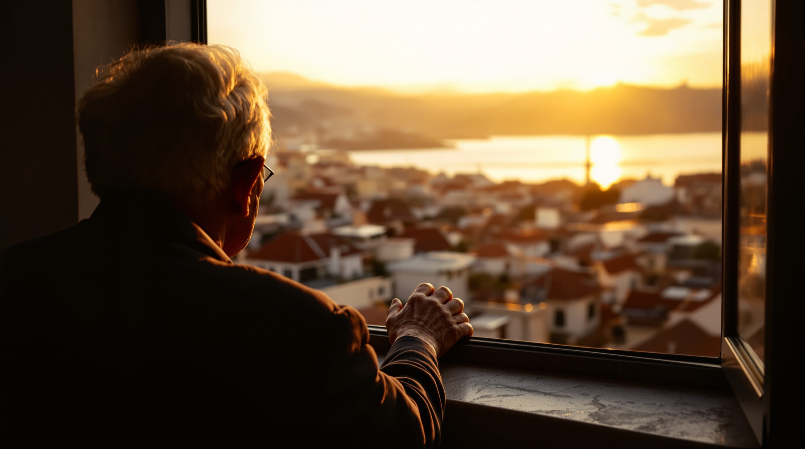 Hands by a window overlooking the Istanbul skyline